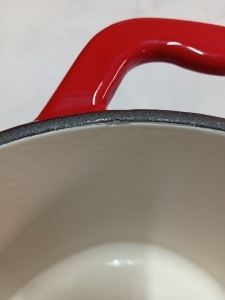 RESIGILAT - Oală din fontă emailată cu capac, 7.7L – Xanten Carl Schmidt Sohn 075248, roșie, tip roaster, cuptor/inducție, 36x27.8 cm - Img 7