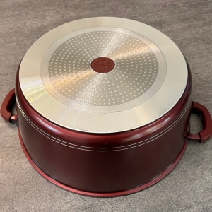 RESIGILAT - Oala marmorata 24 L , cu capac, de calitate, pentru zacusca, gemuri, compoturi, bulion Bachmayer BM 7753-44, antiaderenta, curatare usoara, cu protectie manere din silicon rosu burgund - Img 10
