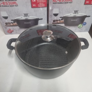 RESIGILAT R3 - Oală marmorată 14L cu capac, 36 cm – Royalty Line BS36M, curățare ușoară, antiaderentă - Img 2