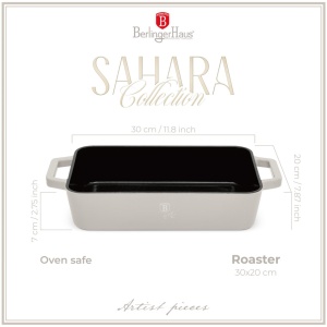 RESIGILAT - Tava fonta emailata cu mânere 30 cm, 3L Sahara Berlinger Haus BH 6529 crem - Img 4