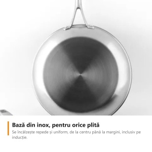 Set 3 tigăi inox DuraMax Carl Schmidt Sohn 20, 24 și 28 cm, interior ceramic antiaderent cu structură de fagure, pentru inducție și cuptor 260°C - Img 5