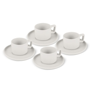 Set 4 cani cu farfurii espresso Sahara Berlinger Haus BH 10015, ceramica, crem - Img 4