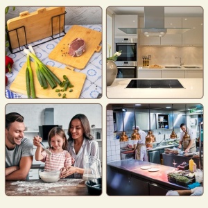 Set 4 tocătoare din bambus cu suport metalic – Kinghoff KH-2010, marcaje pentru carne, pește, pasăre și legume - Img 6