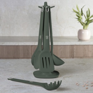 Set 5 ustensile de bucătărie cu suport rotativ – Berlinger Haus Green Matte LP-BH-265, verde mat, rezistente până la 230°C - Img 3