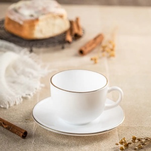 Set cesti cafea 12 piese, opal, alb cu auriu, 210 ml Kinghoff KH-1929 - Img 9