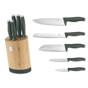 Set cutite 6 piese, cu suport bambus Green Matte Collection Berlinger Haus BH 2757 - Img 3