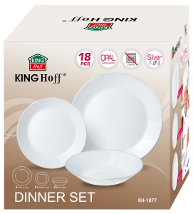 Set farfurii 18 piese alb cu detalii argintii Kinghoff KH1877 - Img 2