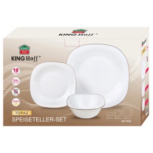 Set farfurii 18 piese, opal, alb cu auriu Kinghoff KH-1923 - Img 9