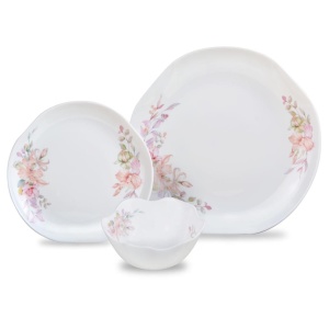 Set farfurii Kinghoff KH-2035, 18 piese, opal, alb