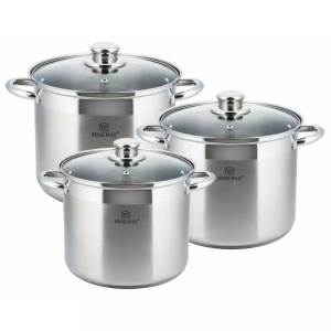 Set oale din inox cu capace, 22/24/26 cm, 7.2/9/11.1 L Kinghoff KH4311