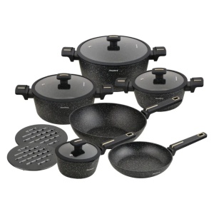 Set oale marmorate cu capace 12 peise Klausberg KB-7968, negru