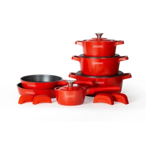 Set oale si tigai marmorate 14 piese Royaly Line RL OS1014 Rosu
