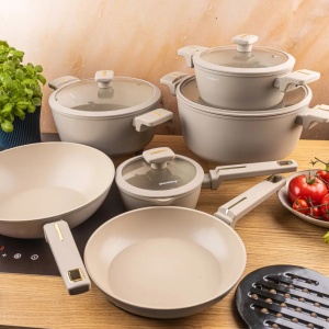 Set oale si tigai marmorate cu capace 12 peise Klausberg KB-7969, crem - Img 2