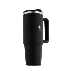 Termos 1L Matte Black Collection BH 8833P, cu maner si pai, negru mat
