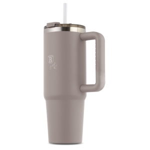 Termos 1L Taupe Collection BH 8832P, cu maner si pai, gri mat