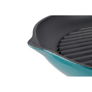 Tigaie fonta grill cu manere 31 cm Turqoise Perfect Home 17817, ideala pentru a gati carne si legume la grill pe toate tipurile de plite - Img 3