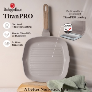 Tigaie grill cu capac Taupe Nordic Berlinger Haus BH 8336, gri mat, compatibila inductie, antiaderenta - Img 8