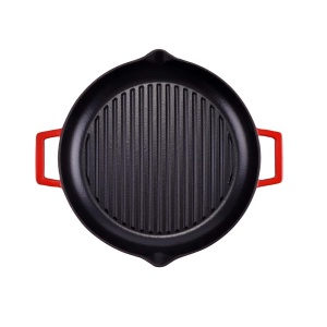 Tigaie grill din fontă emailată Perfect Home 28117, 31 cm, roșie - Img 6