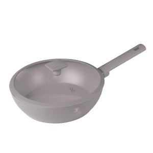 Tigaie wok cu capac 28 cm Taupe Berlinger Haus BH 8094, gri, strat titan