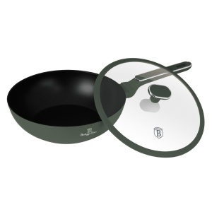 Tigaie wok cu capac, antiaderenta cu titan 28 cm Green Matte Collection Berlinger Haus BH 8159 - Img 5