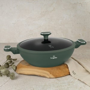 Wok cu capac 30 cm – Berlinger Haus Green Matte BH 8160, verde mat, antiaderent titan, compatibil inducție - Img 4