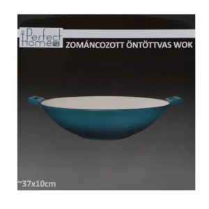 Wok fonta emailat 37x9,5 cm, 5.6 L Turqoise Perfect Home 17819 - Img 2