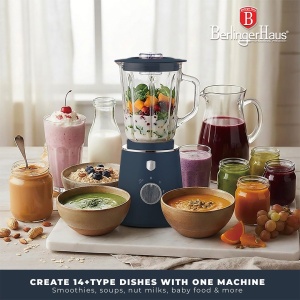Blender de masă cu bol de sticlă – Berlinger Haus Deep Sea BH 9824, albastru mat, lamă metalică - Img 7