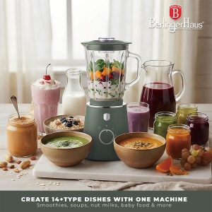 Blender de masă cu bol de sticlă 1,5 L, 1000 W – Berlinger Haus Green Matte BH 9823, verde mat, zdrobește gheața - Img 7
