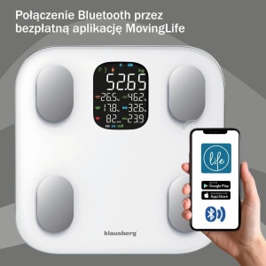 Cântar de baie inteligent cu analiză corporală și Bluetooth, 180 kg – Klausberg KB-7855, alb, ecran LCD color - Img 5