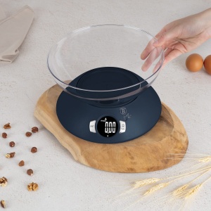 Cântar de bucătărie digital cu bol, 5 kg – Berlinger Haus Deep Sea BH 9628, albastru mat, funcție tara - Img 5