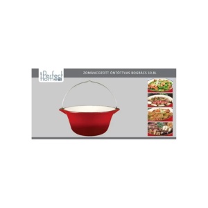 Ceaun fonta emailata cu maner 10,8 L Perfect Home 10569, rosu