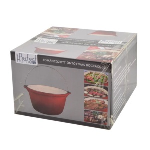 Ceaun fonta emailata cu maner 3 L Perfect Home 13251, rosu
