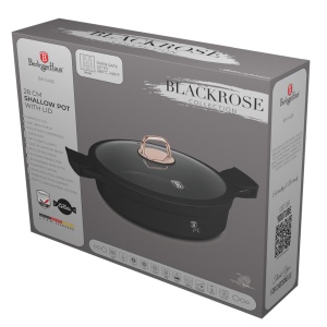 Cratita cu capac si manere de silicon detasabile 28 4,2L cm Black Rose Berlinger Haus BH 1455, antiaderent