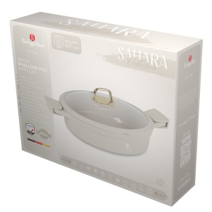 Cratita cu capac si manere de silicon detasabile 28 cm 4,2L Sahara Berlinger Haus BH 7785, antiaderenta, crem