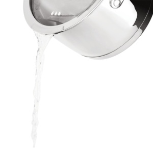 Cratiță cu coadă inox 304 cu capac 16 cm, 1,8 L, pentru inducție – VCASA Amara 90111, capac din sticlă cu strecurătoare - Img 4