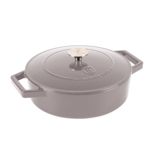 Cratiță din fontă emailata cu capac 26 cm, 2.57 L Berlinger Haus Taupe Collection BH 6527, pentru gătit lent, compatibilă cuptor/plite