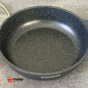 Cratiță marmorată antiaderentă 32 cm, 5.5L cu capac sticlă – Royalty Line RL-BR32ML, compatibilă inducție - Img 8