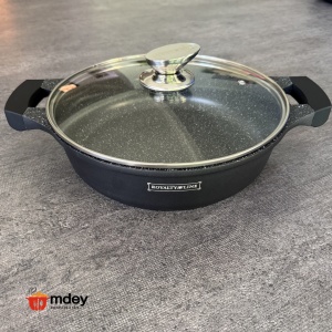 Cratiță marmorată cu capac 3L, 26 cm – Royalty Line RL-BR26CM, antiaderentă, ușor de curățat - Img 5