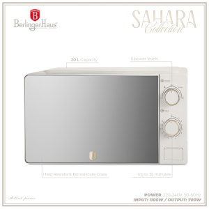 Cuptor cu microunde 20L Sahara Berlinger Haus BH 9903, crem mat - Img 6