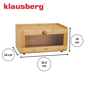 Cutie pentru pâine din bambus cu front acrilic, 35.5×24×18 cm, Klausberg KB-7923 - Img 3