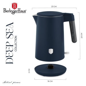 Fierbător de apă cu pereți dubli 1,7 L Deep Sea Berlinger Haus BH 9960, 2200 W, albastru mat - Img 5