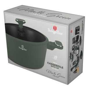 Oală cu capac 28 cm, 6.1L – Berlinger Haus Green Matte Collection BH 8202, verde, cu strat antiaderent din titan, design modern, compatibilă cu toate plitele - Img 2
