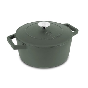 Oala fonta cu capac 4,35L, 24 cm Green Matte Berlinger Haus BH 6544, emailata, verde