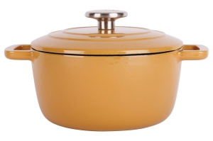 Oală fontă emailată cu capac 20 cm 2,7 L Auriu Fontestic Cosy & Trendy 9967202