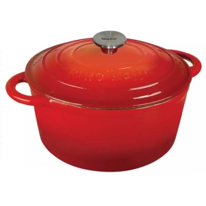 Oala fonta emailată cu capac 24 cm 4L Kinghoff KH1529, rosie