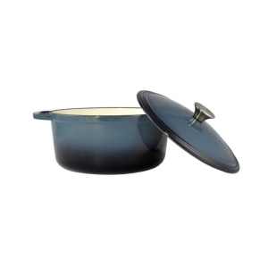 Oala fonta emailata cu capac, 5.2 L , 26 cm Perfect Home 14611, albastra, compatibila cuptor si toate tipurile de plite - Img 2