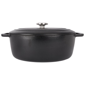 Oală fontă emailată ovală cu capac 31x24 cm Negru Fontestic Cosy & Trendy 9967314