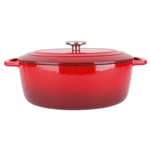 Oală fontă emailată ovală cu capac 6,0 L Roșu tradițional Fontestic Cosy & Trendy 9967504