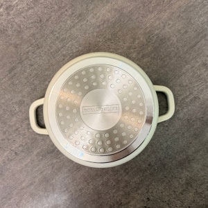 Oală înaltă marmorată cu capac 20 cm, 4 L – Royalty Line AD20MG, crem, antiaderentă, compatibilă inducție - Img 3