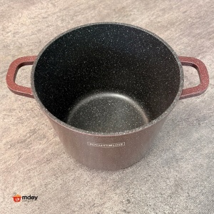 Oală înaltă marmorată cu capac 20 cm, 4 L – Royalty Line AD20MG, vișiniu, antiaderentă, compatibilă inducție - Img 4
